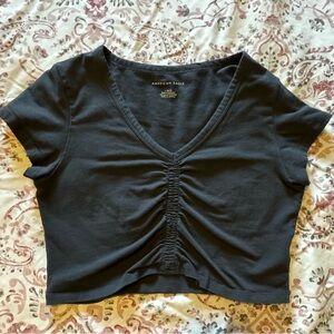 American Eagle Black Cinch Crop Top